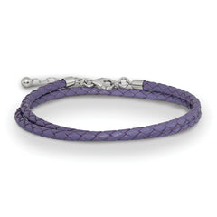 SS Reflections Purple Leather Rh-plated 14in With 2in ext Choker/Wrap Bracelet