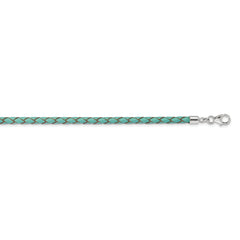 Sterling Silver Reflections Teal Leather Rhodium-plated 14 inch with a 2 inch extention Choker/Wrap Bracelet