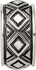 Sterling Silver Reflections Antiqued Diamond Pattern Bead