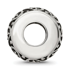 Sterling Silver Reflections Antiqued Heart Pattern Bead