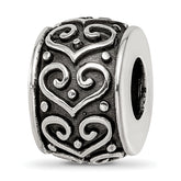 Sterling Silver Reflections Antiqued Heart Pattern Bead