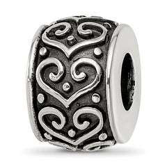 Sterling Silver Reflections Antiqued Heart Pattern Bead
