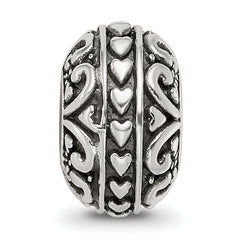 Sterling Silver Reflections Antiqued Small Hearts Pattern Bead