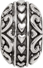 Sterling Silver Reflections Antiqued Small Hearts Pattern Bead