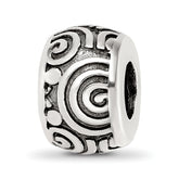 Sterling Silver Reflections Antiqued Circle Swirls Pattern Bead