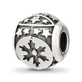 Sterling Silver Reflections Antiqued Snowflakes & Stars Pattern Bead