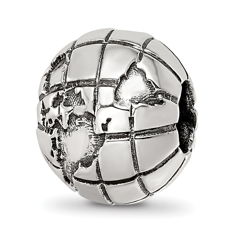 Sterling Silver Reflections Antiqued Globe Pattern Bead