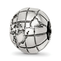 Sterling Silver Reflections Antiqued Globe Pattern Bead