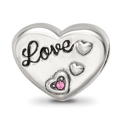 SS Reflections Antiqued Crystals Enamel Heart Bead