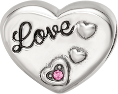 SS Reflections Antiqued Crystals Enamel Heart Bead