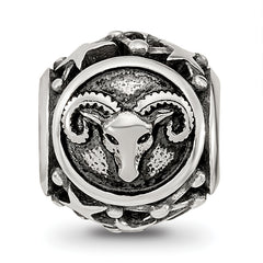 Sterling Silver Reflections Antiqued Zodiac Aries Bead