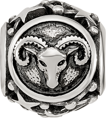 Sterling Silver Reflections Antiqued Zodiac Aries Bead