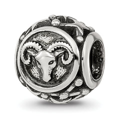Sterling Silver Reflections Antiqued Zodiac Aries Bead