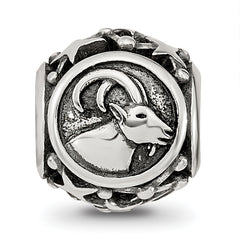 Sterling Silver Reflections Antiqued Zodiac Capricorn Bead