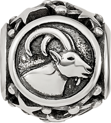 Sterling Silver Reflections Antiqued Zodiac Capricorn Bead