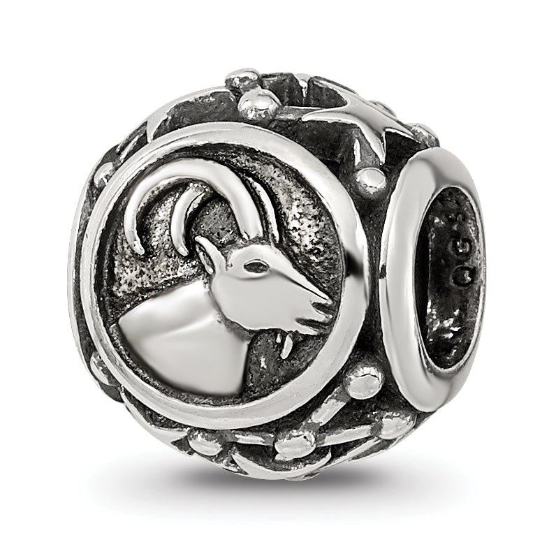 Sterling Silver Reflections Antiqued Zodiac Capricorn Bead