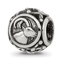 Sterling Silver Reflections Antiqued Zodiac Capricorn Bead