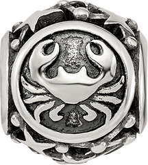 Sterling Silver Reflections Antiqued Zodiac Cancer Bead