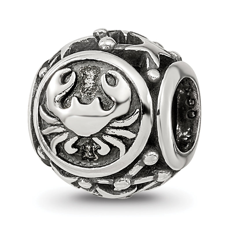 Sterling Silver Reflections Antiqued Zodiac Cancer Bead