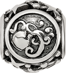 Sterling Silver Reflections Antiqued Zodiac Aquarius Bead