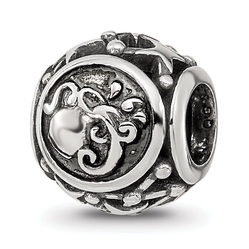 Sterling Silver Reflections Antiqued Zodiac Aquarius Bead