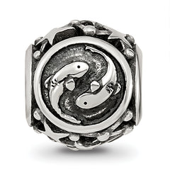 Sterling Silver Reflections Antiqued Zodiac Pisces Bead