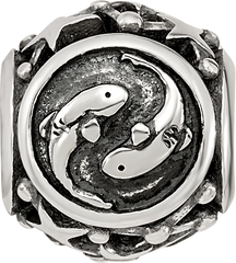 Sterling Silver Reflections Antiqued Zodiac Pisces Bead