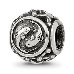 Sterling Silver Reflections Antiqued Zodiac Pisces Bead
