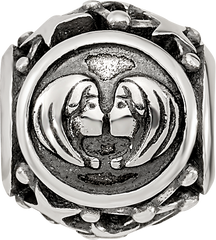 Sterling Silver Reflections Antiqued Zodiac Gemini Bead