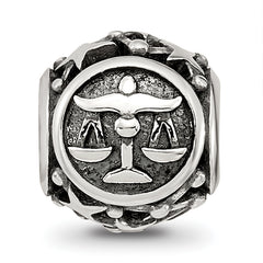 Sterling Silver Reflections Antiqued Zodiac Libra Bead