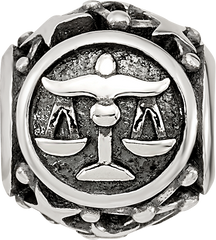Sterling Silver Reflections Antiqued Zodiac Libra Bead