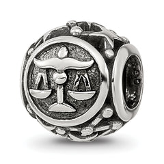 Sterling Silver Reflections Antiqued Zodiac Libra Bead
