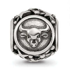 Sterling Silver Reflections Antiqued Zodiac Taurus Bead