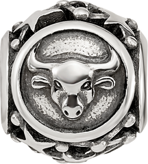 Sterling Silver Reflections Antiqued Zodiac Taurus Bead