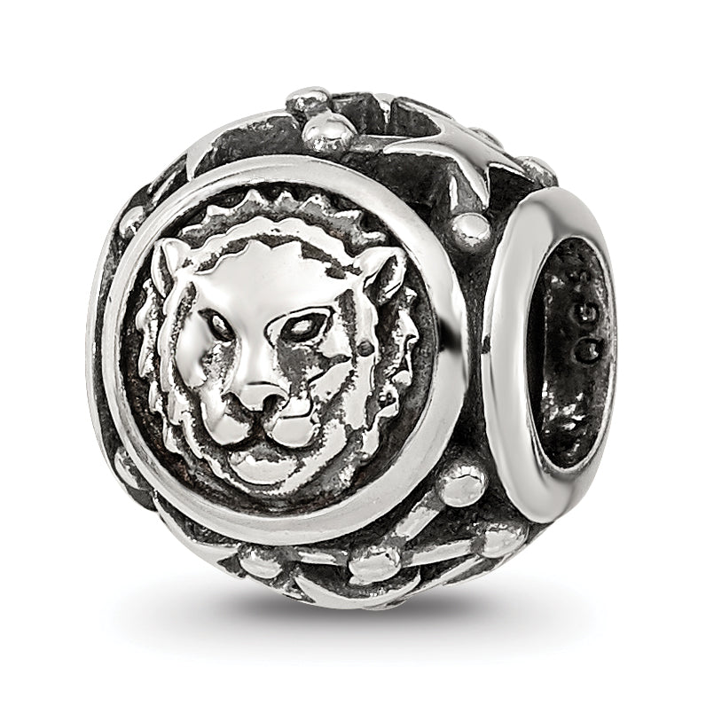 Sterling Silver Reflections Antiqued Zodiac Leo Bead