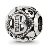 Sterling Silver Reflections CZ Letter B Bead