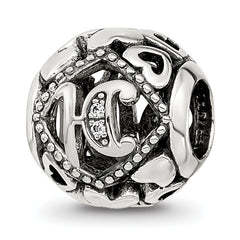 Sterling Silver Reflections CZ Letter H Bead