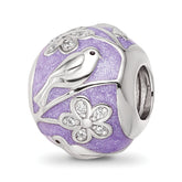 Sterling Silver Reflections Rhodium-plated Enamel CZ Spring Theme Bead