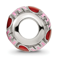 Sterling Silver Reflections Rhodium-plated Enameled Love Bead