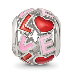 Sterling Silver Reflections Rhodium-plated Enameled Love Bead