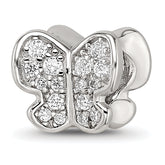 Sterling Silver Reflections Rhodium-plated Enamel CZ Butterfly Bead