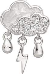 Sterling Silver Reflections Rhod-plated CZ Enamel Storm Cloud Bead
