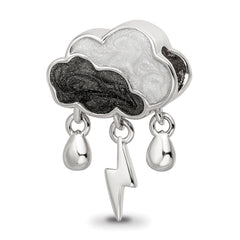 Sterling Silver Reflections Rhod-plated CZ Enamel Storm Cloud Bead