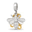 SS Reflections Rh-plated Goldplated CZ Honeycomb Bee 2-piece Dangle Bead