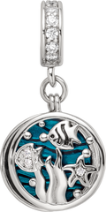 Sterling Silver Reflections Rhodium-plated Enamel CZ Sea Life Dangle Bead