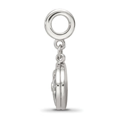 Sterling Silver Reflections Rhod-plated CZ Enamel Travel Dangle Bead
