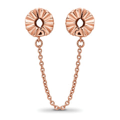 Sterling Silver Reflections Rose Gold-plated CZ Security Chain Heart Beads