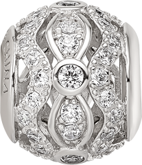 Sterling Silver Reflections Rhodium-plated CZ Bead
