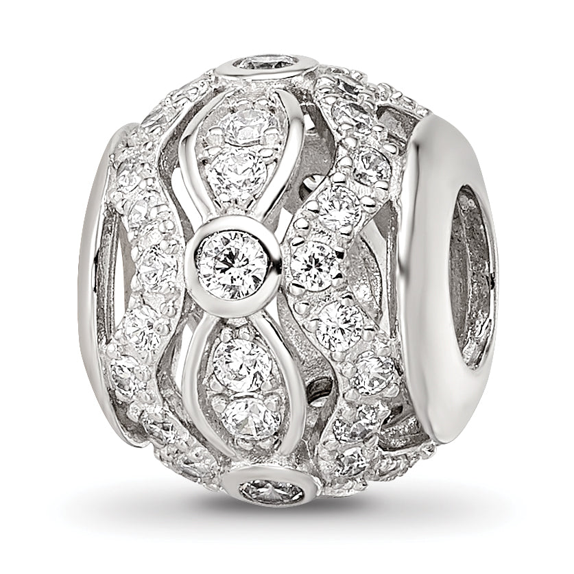 Sterling Silver Reflections Rhodium-plated CZ Bead