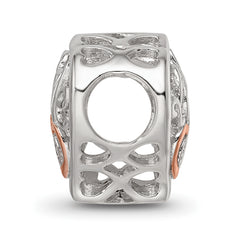 Sterling Silver Reflections Rhodium and Rose Gold-plated CZ Love Heart Shaped Bead